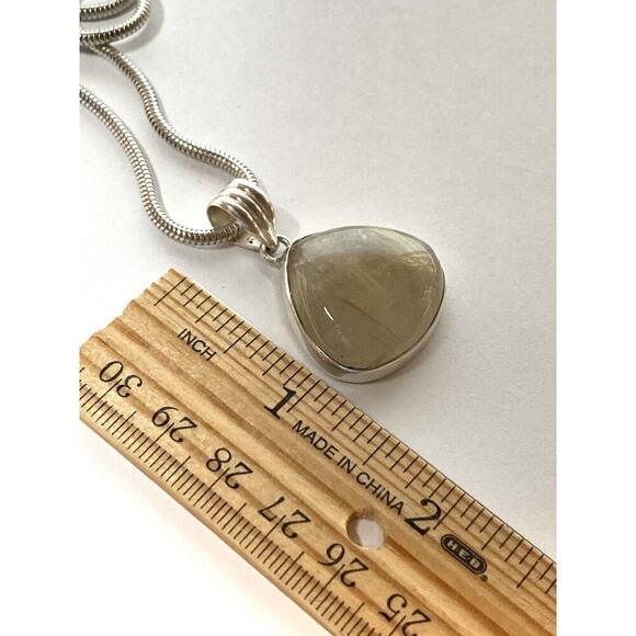 Rutilated Quartz 925 Sterling Silver Teardrop Shaped Pendant Necklace 21” 24.08g - Picture 4 of 16